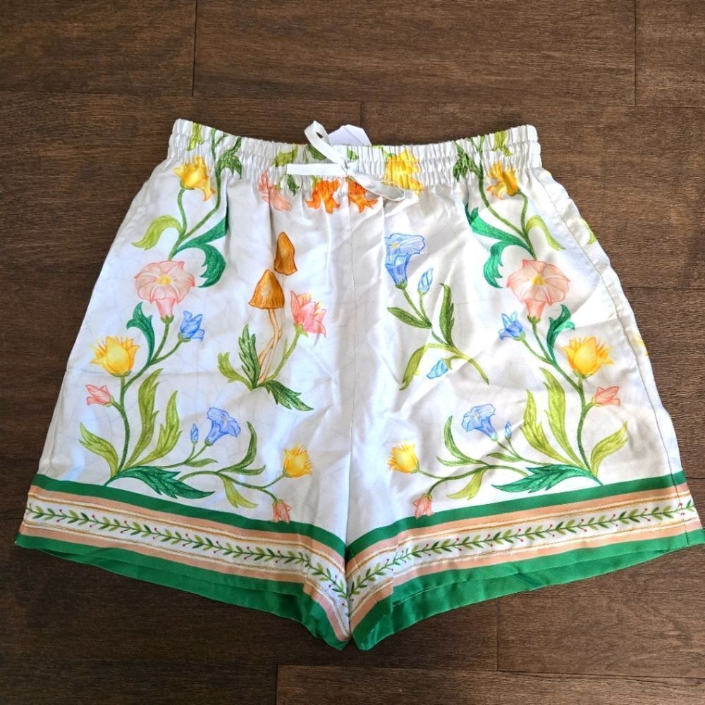 Casablanca L'Arche Fleurie Silk Shorts size 4 US Small NEW